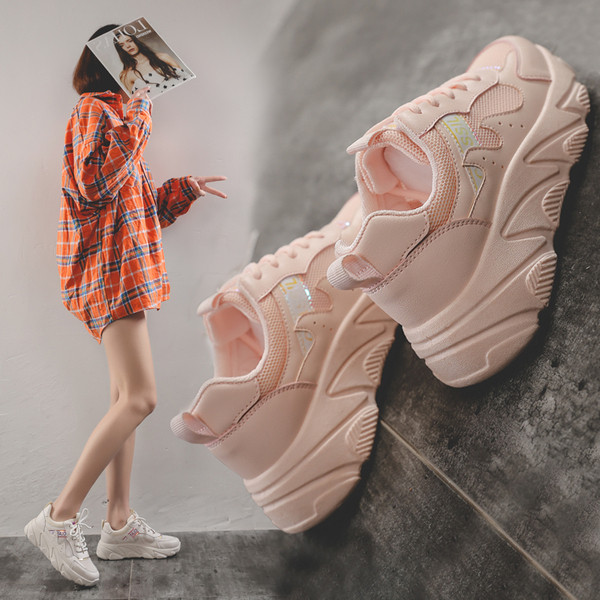 Alkalmi női tornacipő vastag talppal, három színben