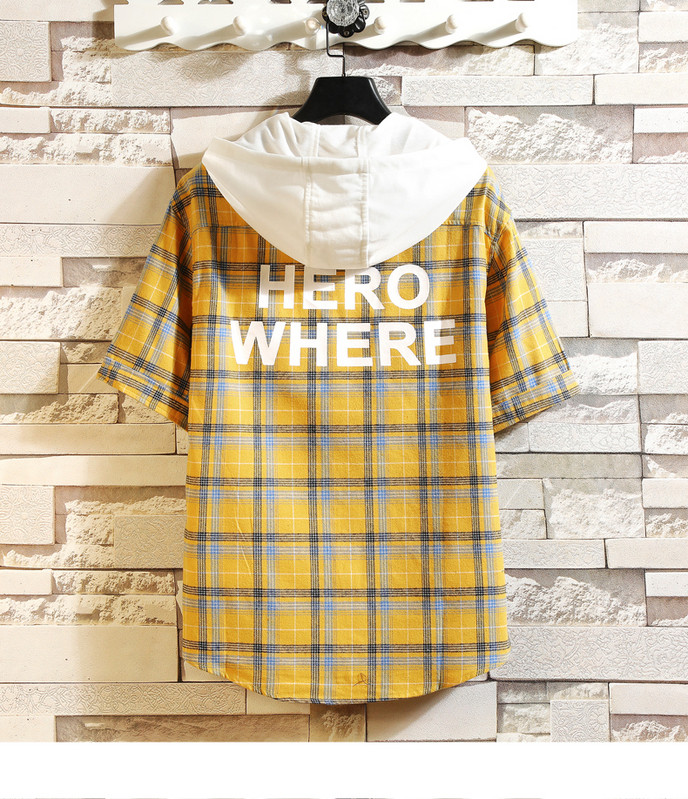 Modern férfi ing rövid ujjal és kapucnival - három színben