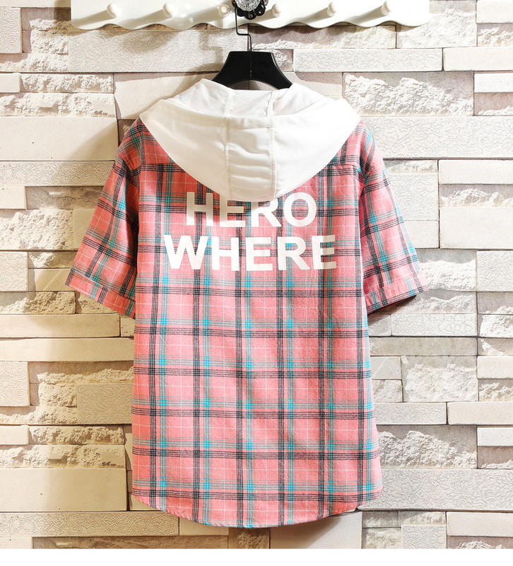 Modern férfi ing rövid ujjal és kapucnival - három színben