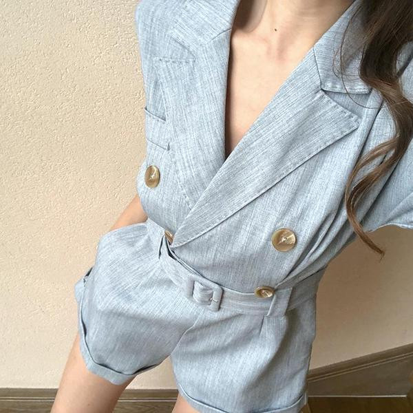 Stílusos női overall kék színű övvel