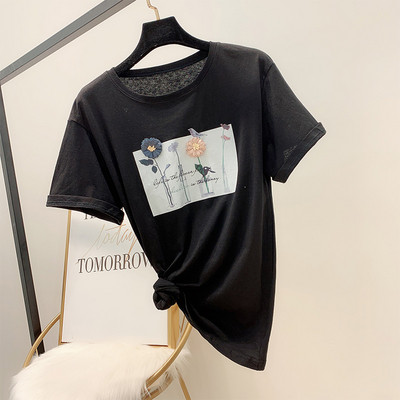 Női póló négy színben, 3D elemmel