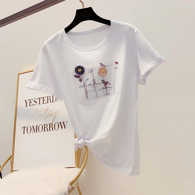 Női póló négy színben, 3D elemmel