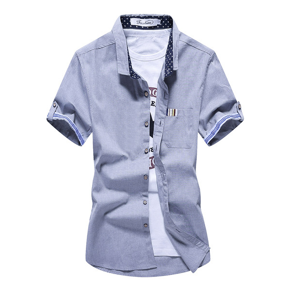 Cămașă elegantă pentru bărbați, cu mâneci scurte și un buzunar în patru culori