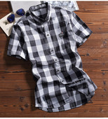 Férfi kockás ing két színben emblémával