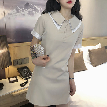 Alkalmi női ruha rövid ujjal, bézs színben