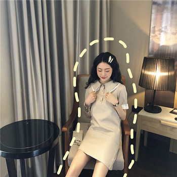 Alkalmi női ruha rövid ujjal, bézs színben