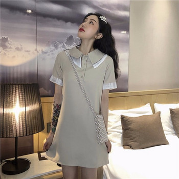 Alkalmi női ruha rövid ujjal, bézs színben