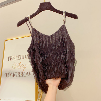 Maieu elegant de damă, cu decor de perle în trei culori