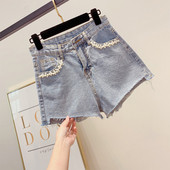 Női farmer rövidnadrág gyöngyökkel