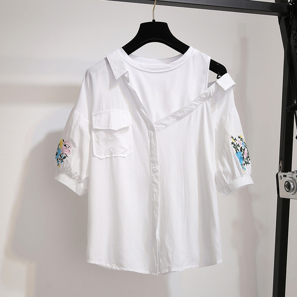 Stílusos női szett kétrészes blúz + farmerszoknya