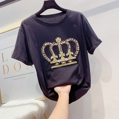 Elegáns, több színben gyöngyökkel díszített női póló