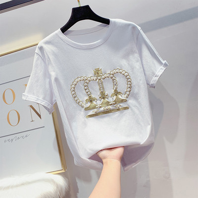 Elegáns, több színben gyöngyökkel díszített női póló