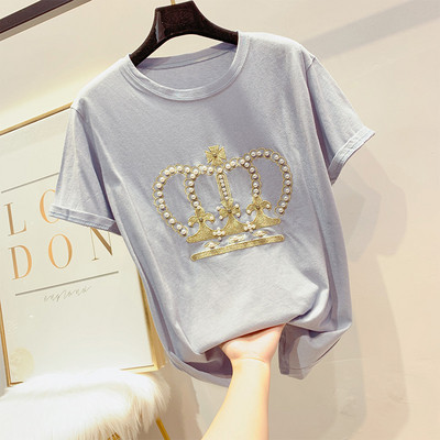 Elegáns, több színben gyöngyökkel díszített női póló