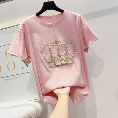 Elegáns, több színben gyöngyökkel díszített női póló