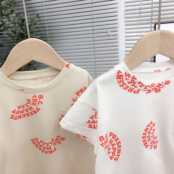 Детска тениска за момичета в два цвята с О-образно деколте
