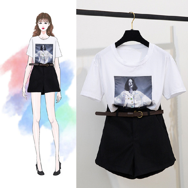 Modern női szett kétrészes póló + rövidnadrág két színben