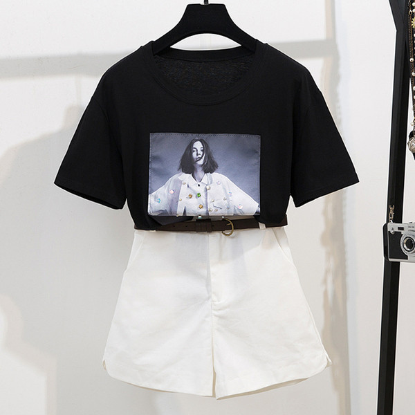 Modern női szett kétrészes póló + rövidnadrág két színben