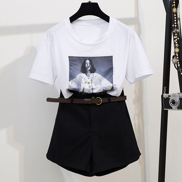 Modern női szett kétrészes póló + rövidnadrág két színben