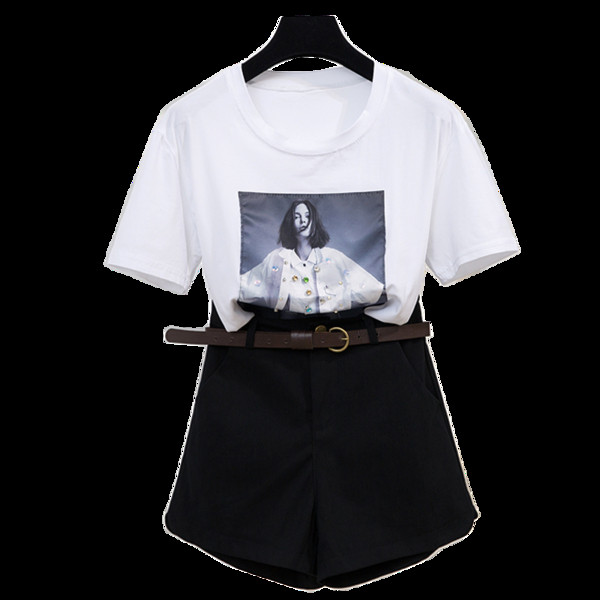 Modern női szett kétrészes póló + rövidnadrág két színben