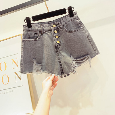 Pantaloni scurți de damă din denim cu nasturi