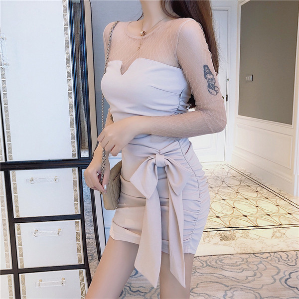 Stílusos női szatén ruha csipke elemmel, két színben