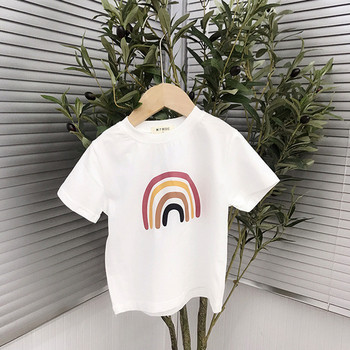 Детска тениска в бял цвят с апликация-за момчета и момичета