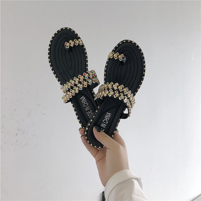 Stílusos női papucs fekete, zöld és bézs színben