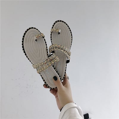 Stílusos női papucs fekete, zöld és bézs színben