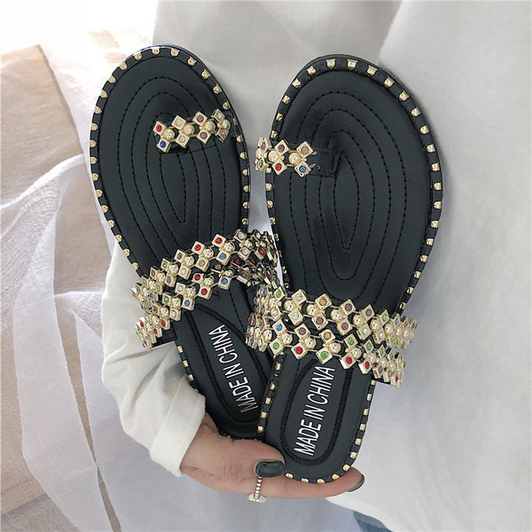 Stílusos női papucs fekete, zöld és bézs színben