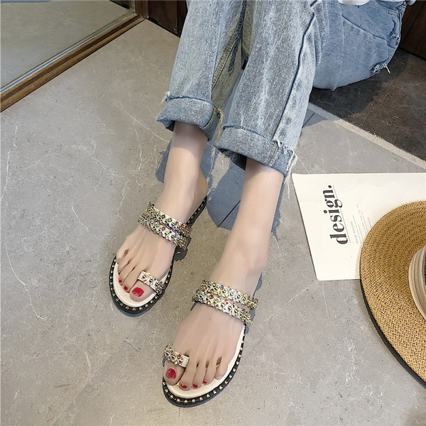 Stílusos női papucs fekete, zöld és bézs színben