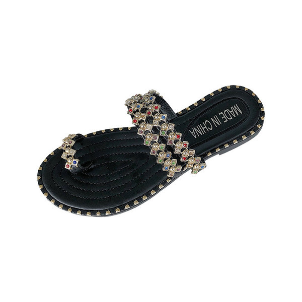 Stílusos női papucs fekete, zöld és bézs színben