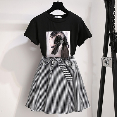 Stílusos női kétrészes szoknya + póló szett