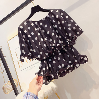 Modern női pöttyös blúz fehér és fekete színben