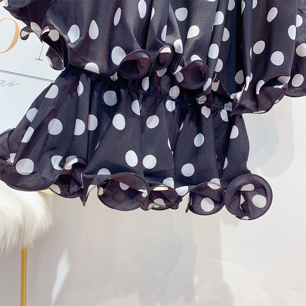 Modern női pöttyös blúz fehér és fekete színben