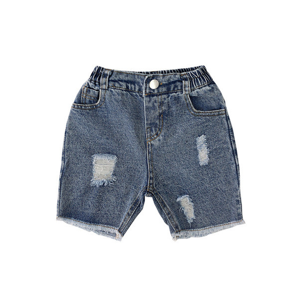 Gyerek rövid farmernadrág szakadt motívumokkal és gombbal fiúknak