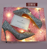 Pantofi eleganti de dama cu toc subtire si efect stralucitor in mai multe culori