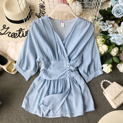 Cămașă de damă cu decolteu în V în mai multe culori