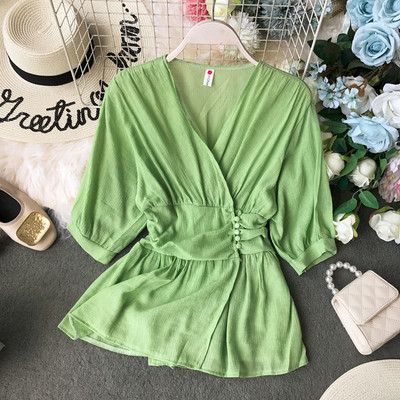 Cămașă de damă cu decolteu în V în mai multe culori