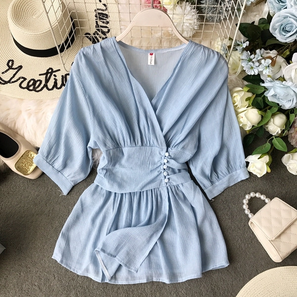 Cămașă de damă cu decolteu în V în mai multe culori