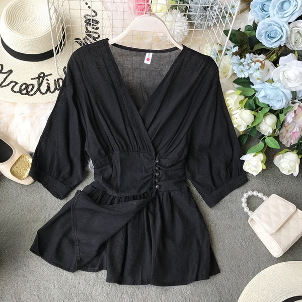 Cămașă de damă cu decolteu în V în mai multe culori