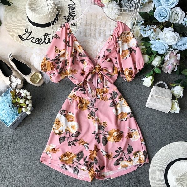 Modern női overall virágmintával