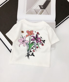 Детска тениска за момичета в бял и жълт цвят с апликация