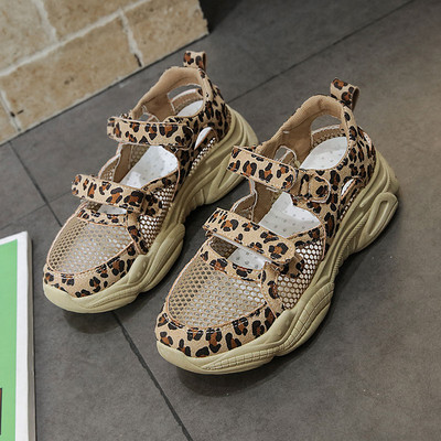 Sandale casual dama cu talpa groasa si animal print