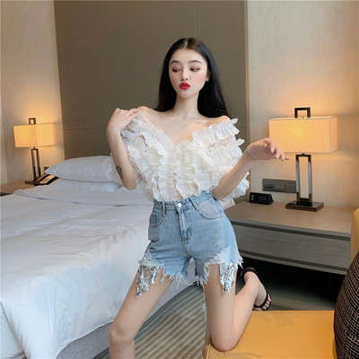 Bluză de damă modernă cu umerii goi în trei culori