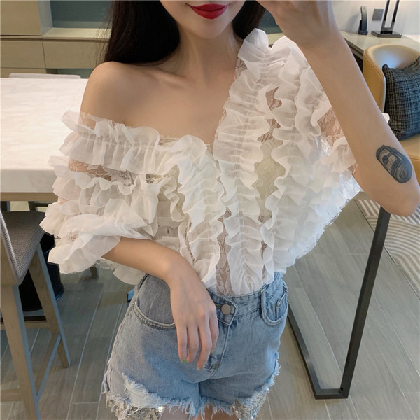 Bluză de damă modernă cu umerii goi în trei culori