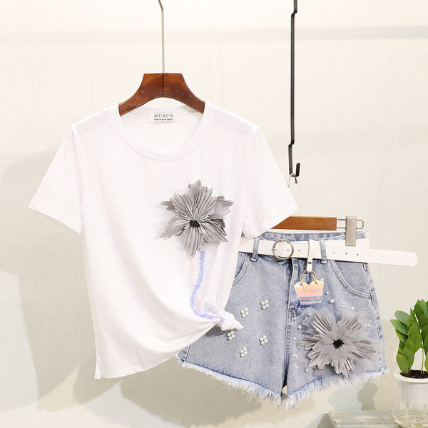 Nyári női szett 3D díszítéssel és gyöngyökkel több színben