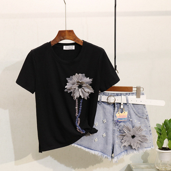 Nyári női szett 3D díszítéssel és gyöngyökkel több színben