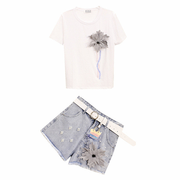 Nyári női szett 3D díszítéssel és gyöngyökkel több színben