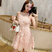 Model elegant de rochie de dama in roz si negru