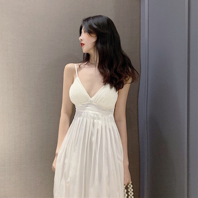 Stílusos női rakott ruha vékony pántokkal, két színben